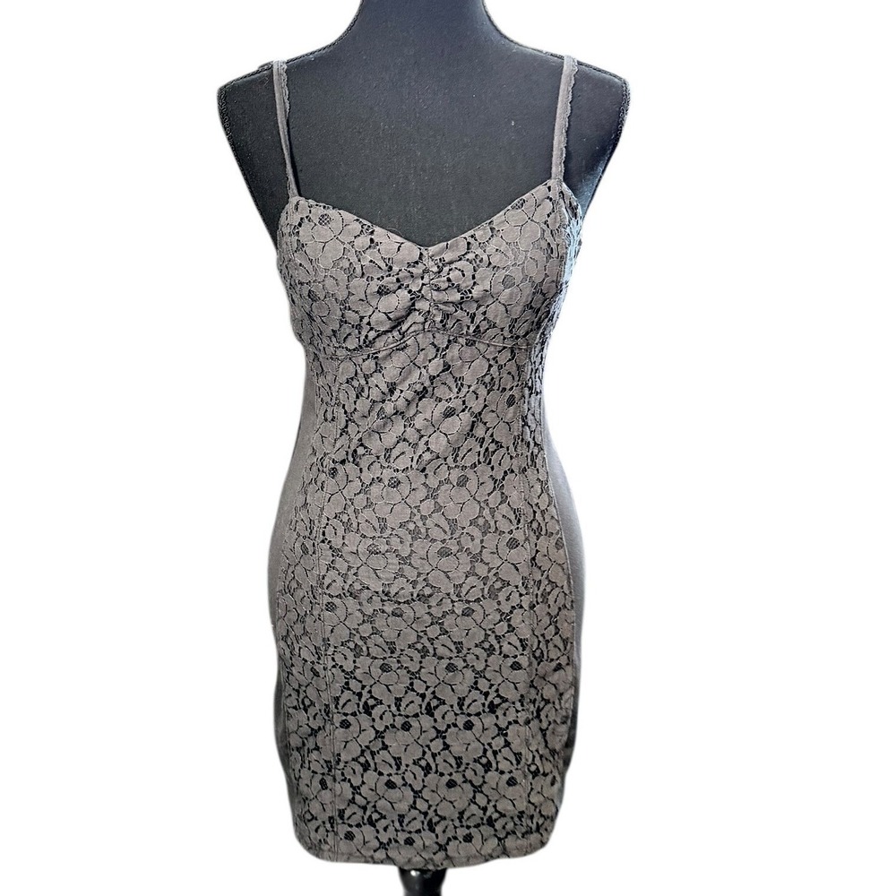 Y2K American Eagle Grey Lace Sheath Slip Dress Spaghetti‎ Strap Womens 6